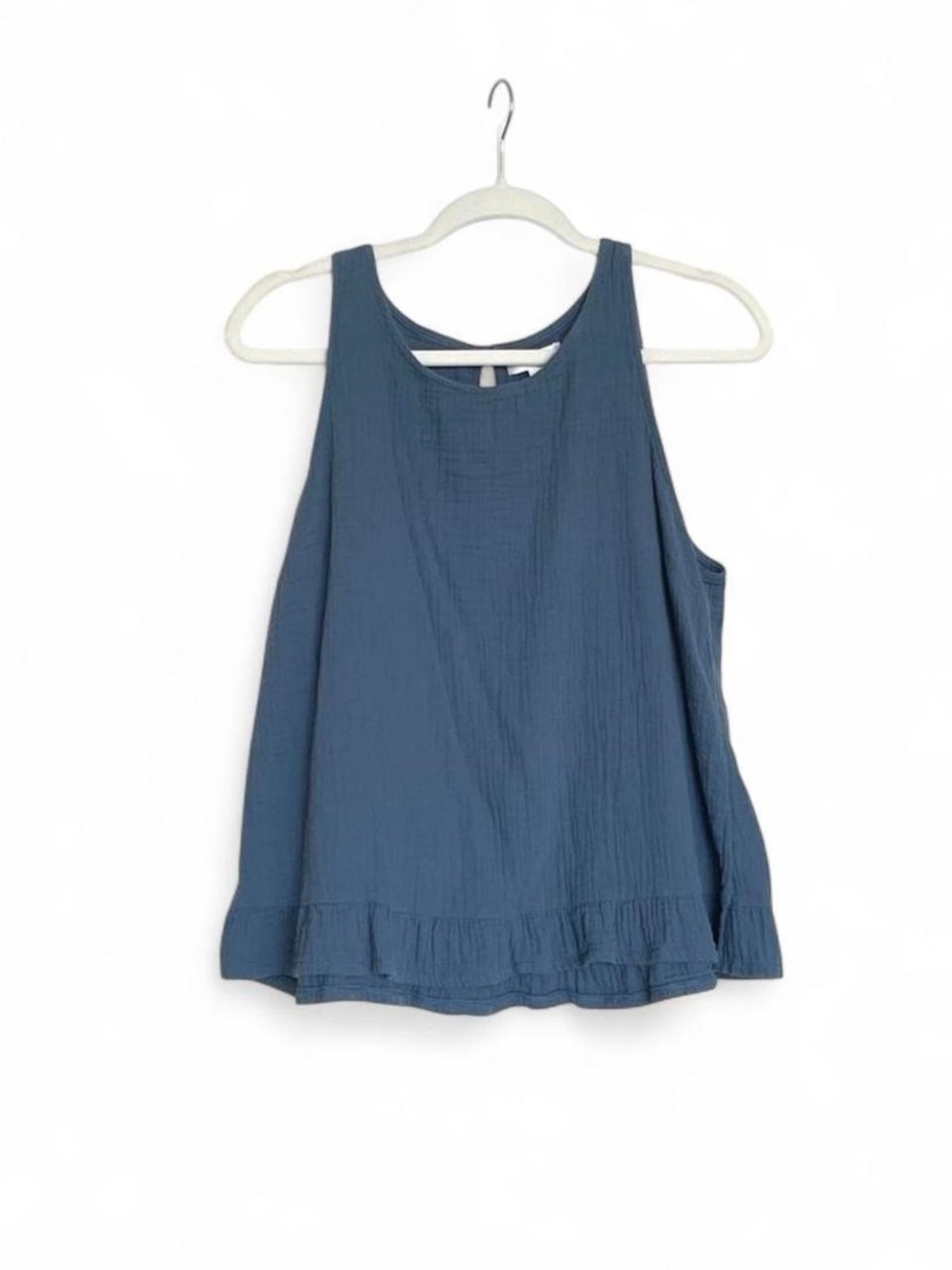 Lauren Conrad Slate Blue Ruffle-Hem Sleeveless Tank